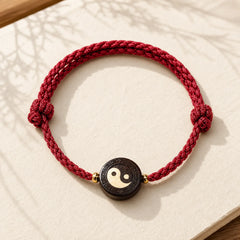 Ebony Wood Bagua Grounding Red String Bracelet featuring Ebony Wood, Ebony, Bagua