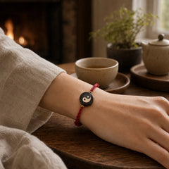 Ebony Wood Bagua Grounding Red String Bracelet featuring Ebony Wood, Ebony, Bagua
