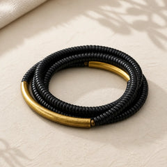 Ebony Wood Brass Copper Balance Multilayered Bracelet featuring Ebony Wood, Ebony, Copper