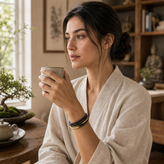 Ebony Wood Brass Copper Balance Multilayered Bracelet featuring Ebony Wood, Ebony, Copper