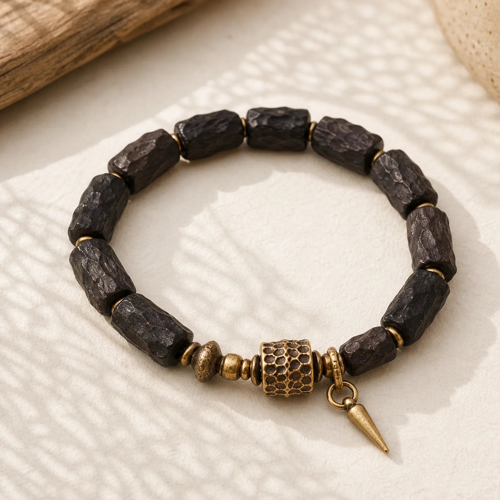 Ebony Wood Copper Balance Protection Couple Bracelet featuring Ebony Wood, Ebony, Copper