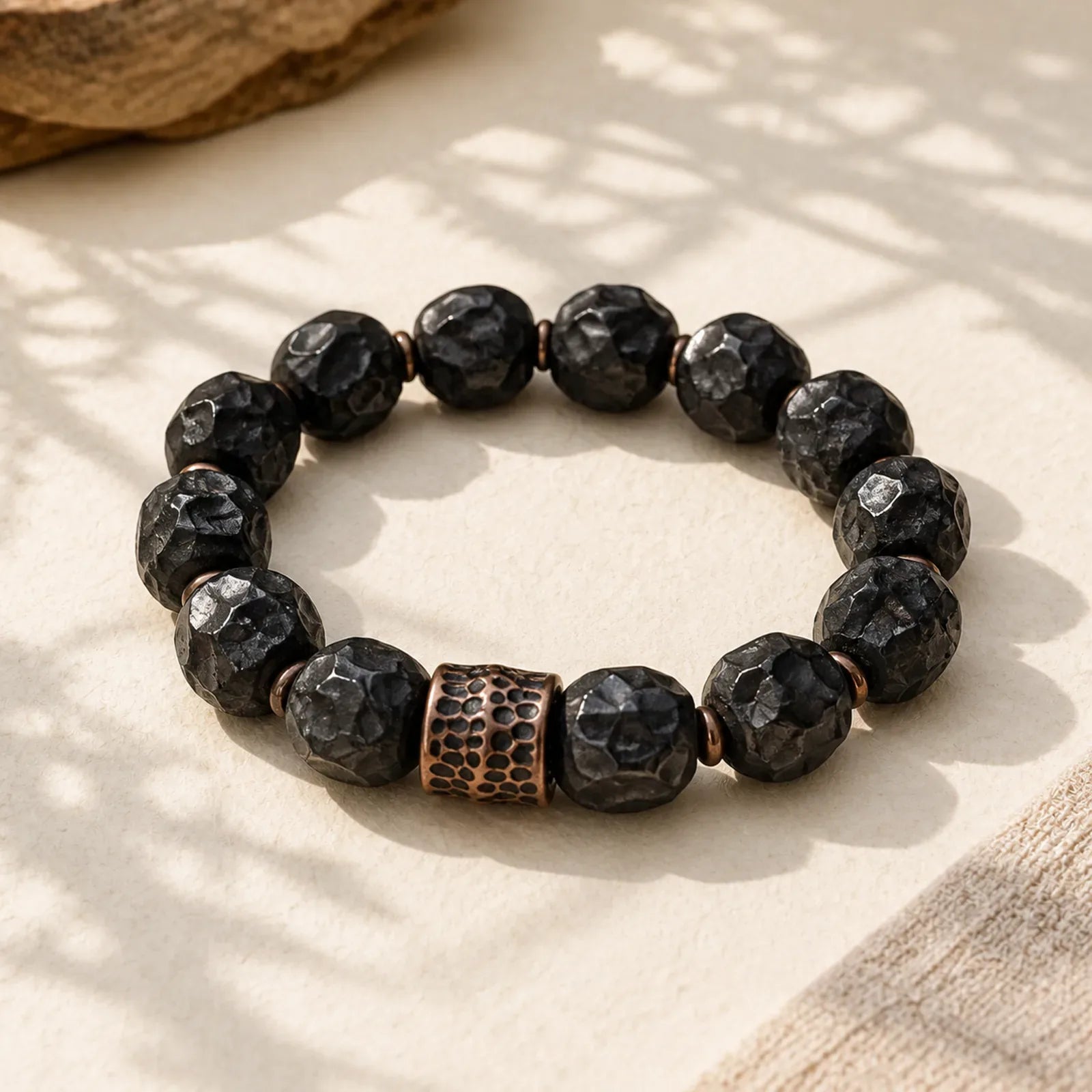 Ebony Wood Copper Peace Balance Couple Bracelet featuring Ebony Wood, Ebony, Copper