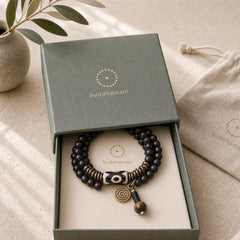Ebony Wood Dzi Bead Copper Protection Couple Bracelet (Extra 30% Off | USE CODE: FS30) featuring Ebony Wood, Ebony, Dzi Bead