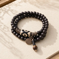 Ebony Wood Dzi Bead Copper Protection Couple Bracelet (Extra 30% Off | USE CODE: FS30) featuring Ebony Wood, Ebony, Dzi Bead