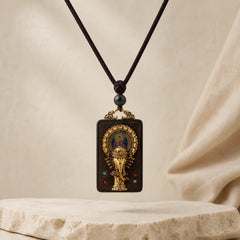 Ebony Wood Elephant God of Fortune Buddha Blessing Necklace String Pendant featuring Ebony Wood, Ebony, Elephant Symbol