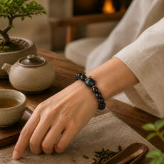 Ebony Wood Green Sandalwood Red Sandalwood Lovely Cat Balance Bracelet featuring Ebony Wood, Ebony, Green Sandalwood