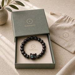 Ebony Wood Green Sandalwood Red Sandalwood Lovely Cat Balance Bracelet featuring Ebony Wood, Ebony, Green Sandalwood