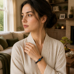 Ebony Wood Liuli Glass Lovely Cat Peace Balance Bracelet featuring Ebony Wood, Ebony