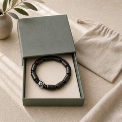 Ebony Wood Rectangular Beads Dzi Bead Balance Bracelet featuring Ebony Wood, Ebony, Dzi Bead