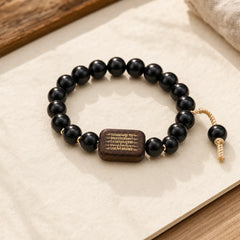 Ebony Wood Scripture Engraved Peace Bracelet featuring Ebony Wood, Ebony, Copper