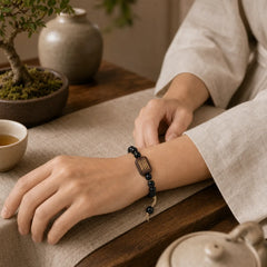 Ebony Wood Scripture Engraved Peace Bracelet featuring Ebony Wood, Ebony, Copper