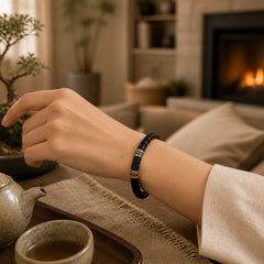 Ebony Wood Small Leaf Red Sandalwood Zircon Peace Bracelet featuring Ebony Wood, Ebony, Small Leaf Red Sandalwood