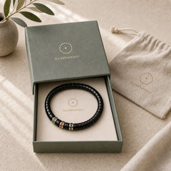 Ebony Wood Small Leaf Red Sandalwood Zircon Peace Bracelet featuring Ebony Wood, Ebony, Small Leaf Red Sandalwood