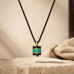 Ebony Wood Turquoise Cylinder Peace Necklace Pendant featuring Ebony Wood, Ebony, Turquoise