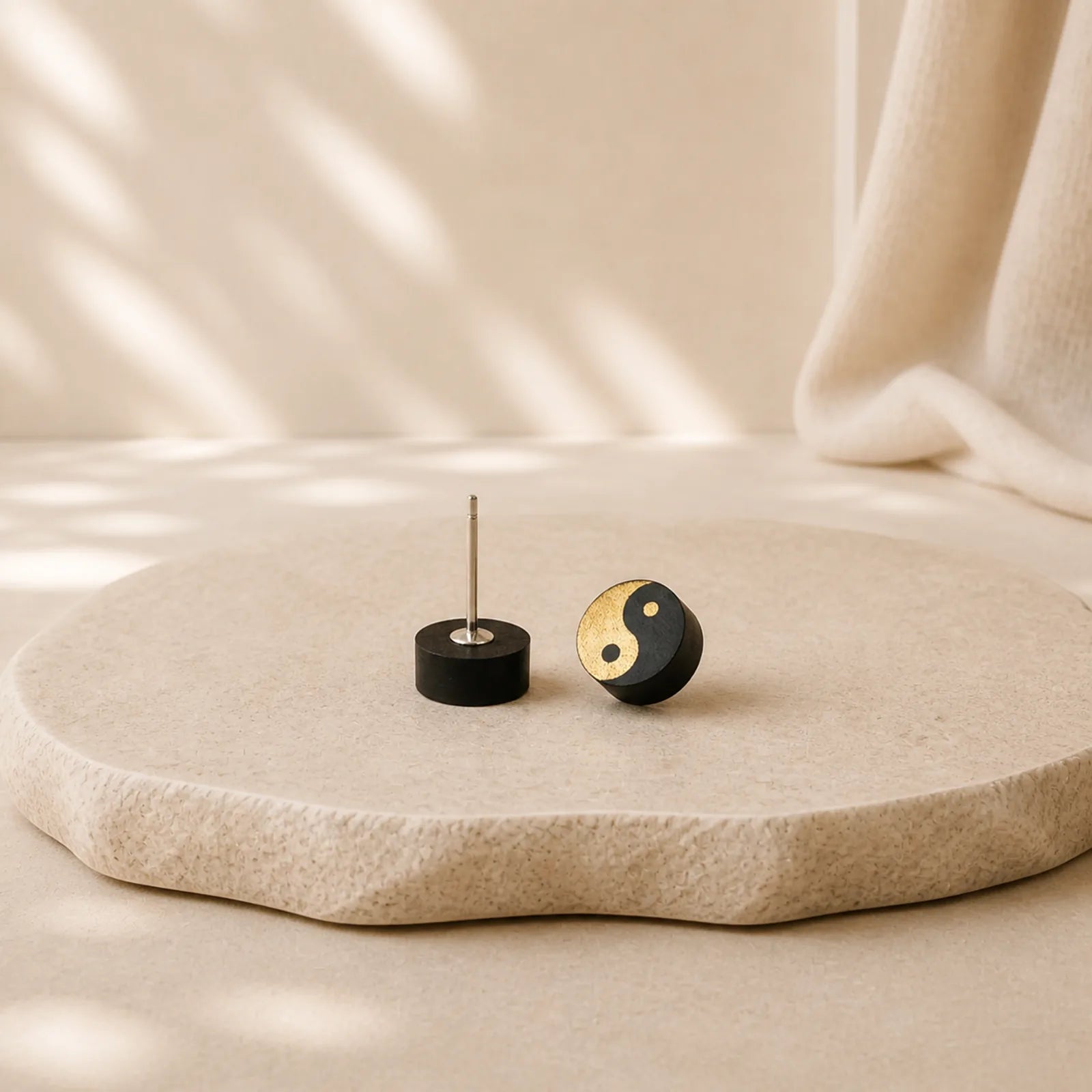 Ebony Wood Yin Yang Balance Stud Earrings featuring Ebony Wood, Ebony, Yin Yang Symbol