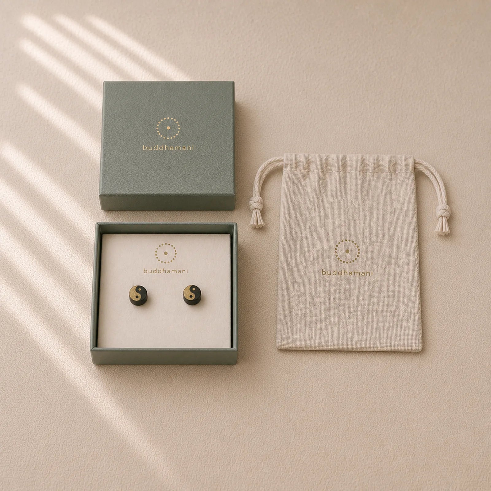 Ebony Wood Yin Yang Balance Stud Earrings featuring Ebony Wood, Ebony, Yin Yang Symbol