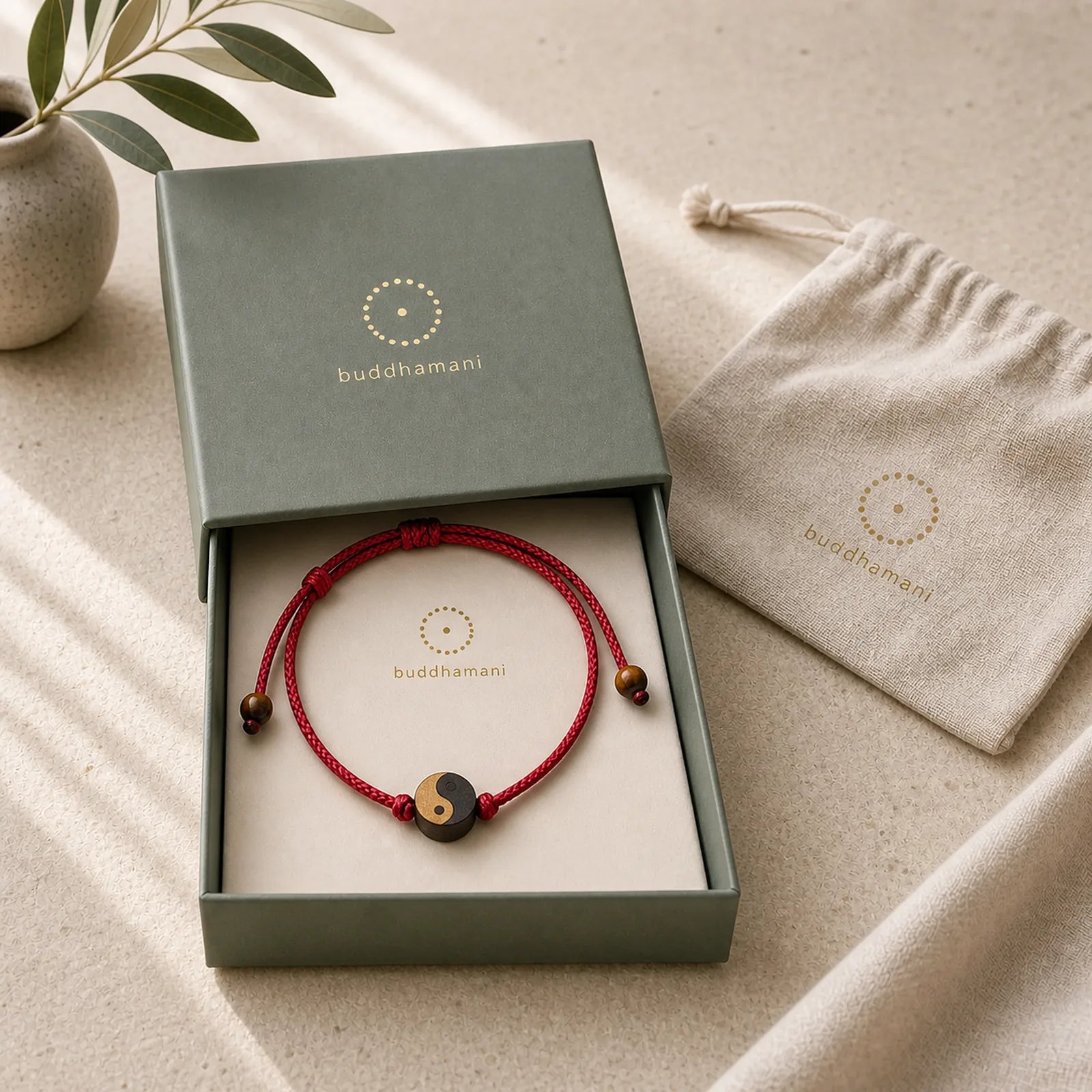 Ebony Yin Yang Symbol Peace Colorful String Bracelet featuring Ebony, Yin Yang Symbol, Ebony Wood
