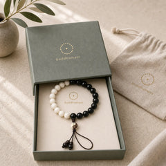 Ebony YinYang Protection Bracelet Decoration featuring Ebony, Ebony Wood, Bodhi Seed