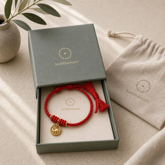 Elephant Fu Character Gold Plated Copper Red String Balance Tibet Bracelet featuring Fu Character, Copper, Red String