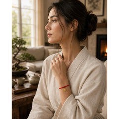 Elephant Fu Character Gold Plated Copper Red String Wealth Bracelet featuring Fu Character, Copper, Red String