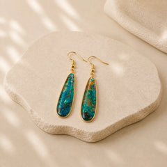 Emperor Stone Water Drop Happiness Dangle Earrings featuring Emperor Stone