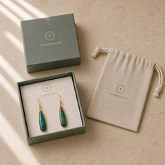 Emperor Stone Water Drop Happiness Dangle Earrings featuring Emperor Stone