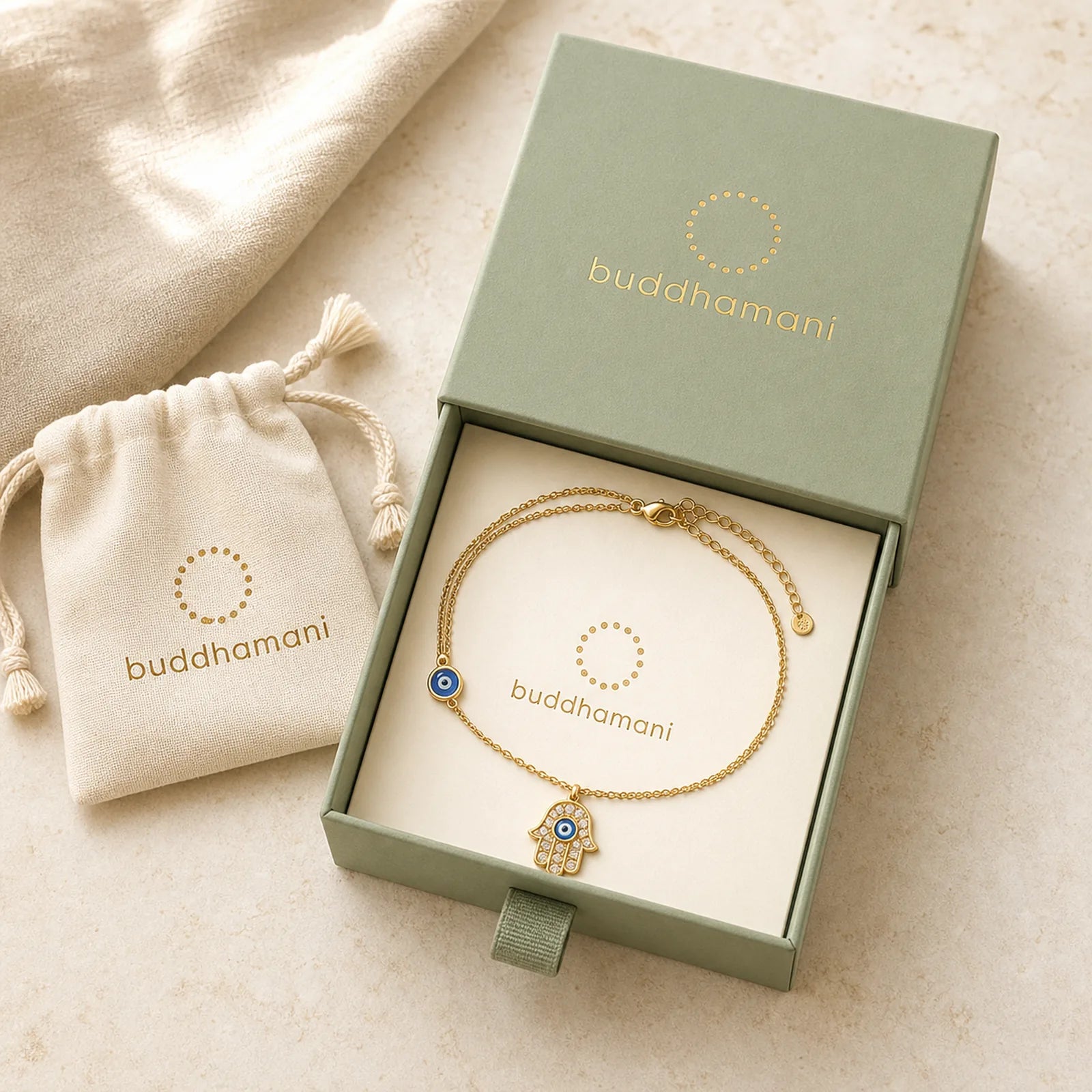 Evil Eye Hamsa Symbol Blessing Luck Chain Necklace Pendant (Extra 35% Off | USE CODE: FS35) featuring Evil Eye, Hamsa Symbol