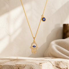 Evil Eye Hamsa Symbol Blessing Luck Chain Necklace Pendant (Extra 35% Off | USE CODE: FS35) featuring Evil Eye, Hamsa Symbol