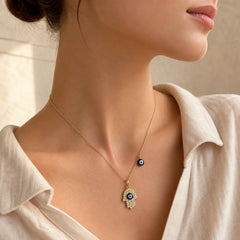 Evil Eye Hamsa Symbol Blessing Luck Chain Necklace Pendant (Extra 35% Off | USE CODE: FS35) featuring Evil Eye, Hamsa Symbol