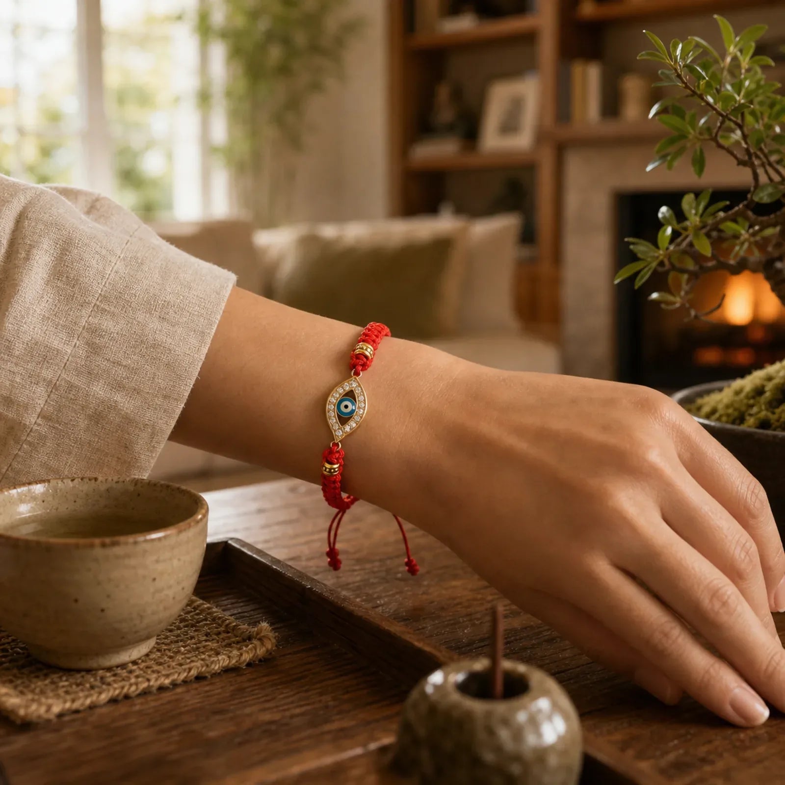 Evil Eye Keep Away Evil Spirits String Bracelet featuring Evil Eye, Red String
