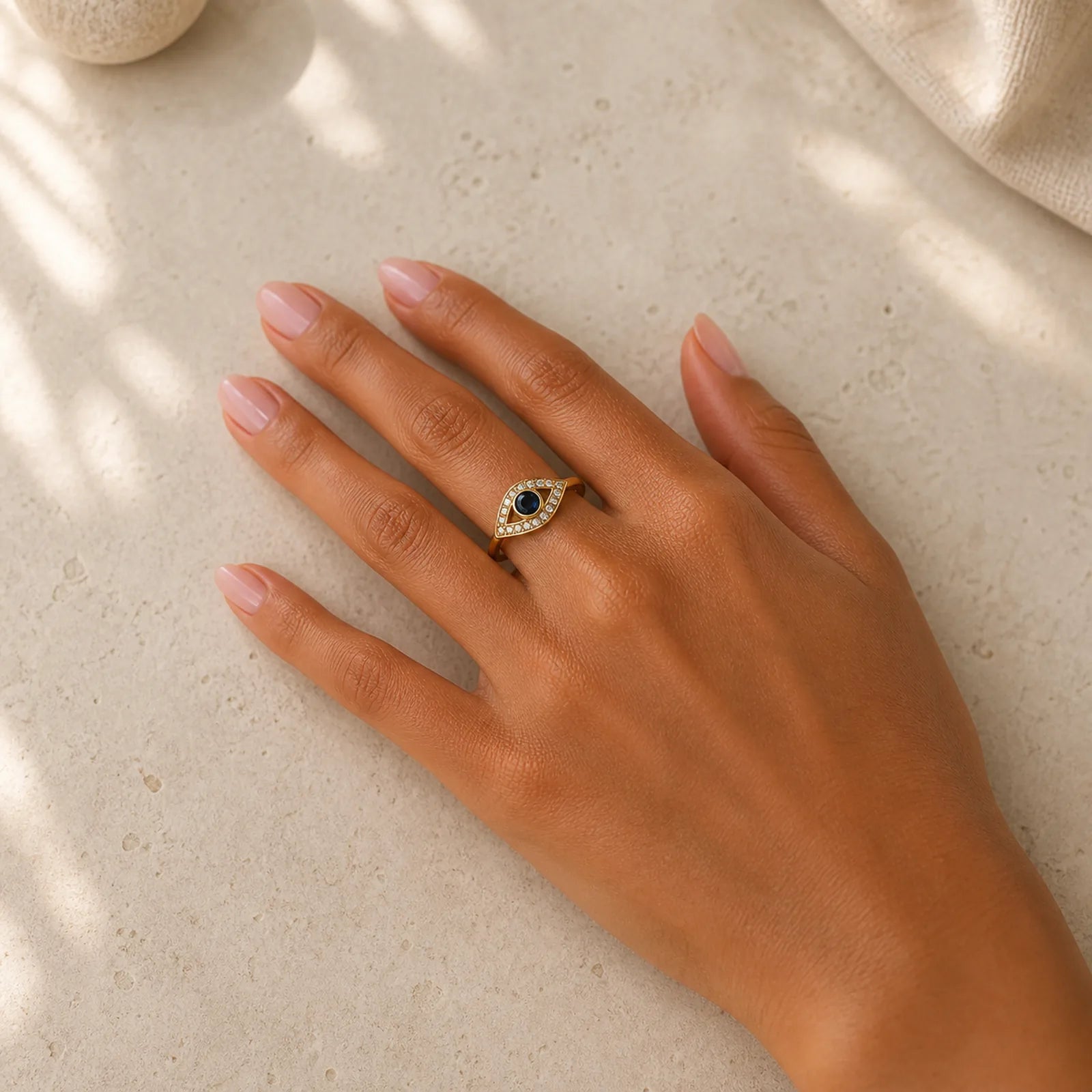 Evil Eye Protection Blessing Copper Ring featuring Evil Eye, Copper