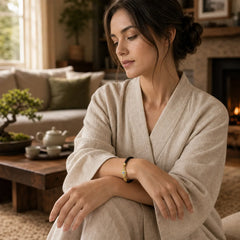 Evil Eye Protection Leather Metal Buckle Bracelet featuring Evil Eye, Copper