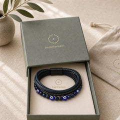 Evil Eye Tiger Eye Protection Beaded Multilayered Braided Bracelet featuring Evil Eye, Tiger Eye
