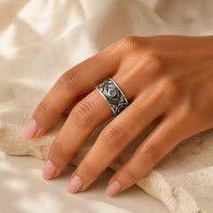 Eye Of Horus Crystal Protection Adjustable Ring featuring Eye of Horus, Copper