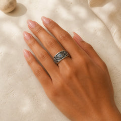 Eye Of Horus Crystal Protection Adjustable Ring featuring Eye of Horus, Copper