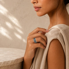 Eye Of Horus Crystal Protection Adjustable Ring featuring Eye of Horus, Copper