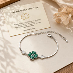 "FOR DEAREST MOTHER" Copper Four-Leaf Clover Luck Bracelet Includes Gift Message Card featuring Copper