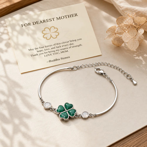 "FOR DEAREST MOTHER" Copper Four-Leaf Clover Luck Bracelet Includes Gift Message Card featuring Copper