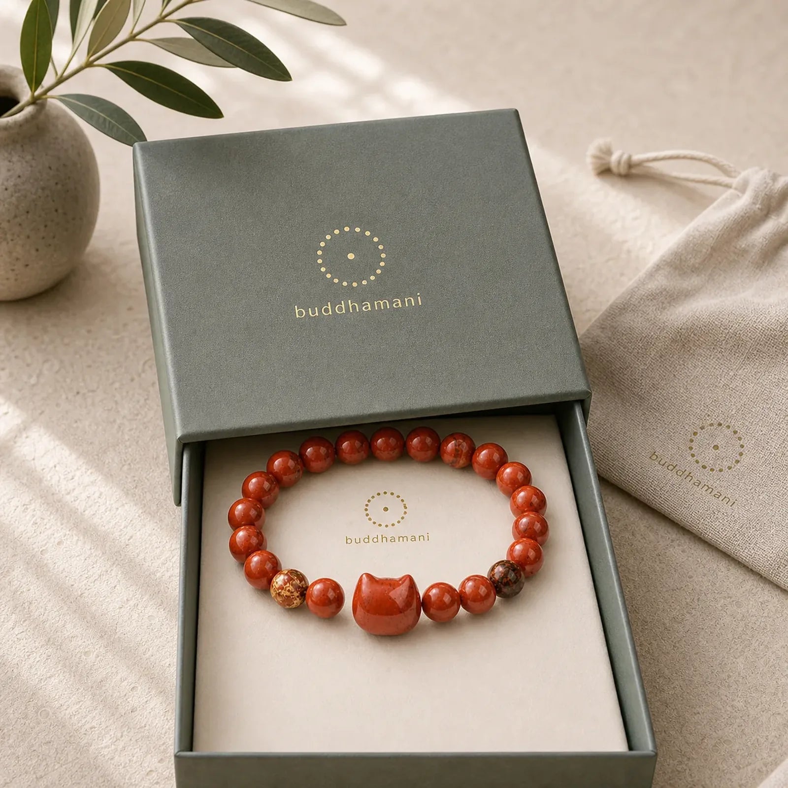 Faceless Cat Head Design Red Turquoise Luck Bracelet featuring Red Turquoise, Turquoise