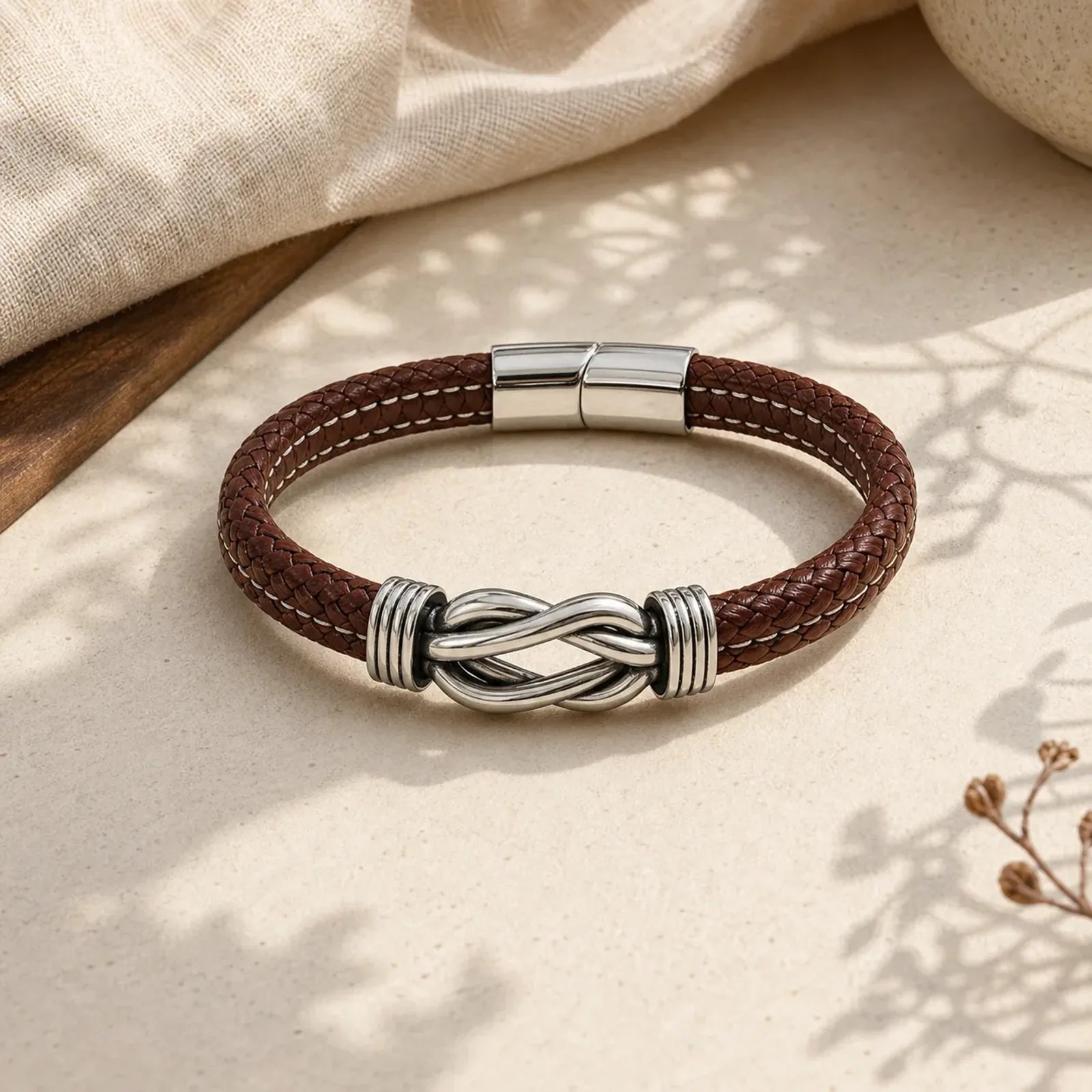 Fashion Titanium Steel Leather Strengthen Bracelet featuring Titanium Steel
