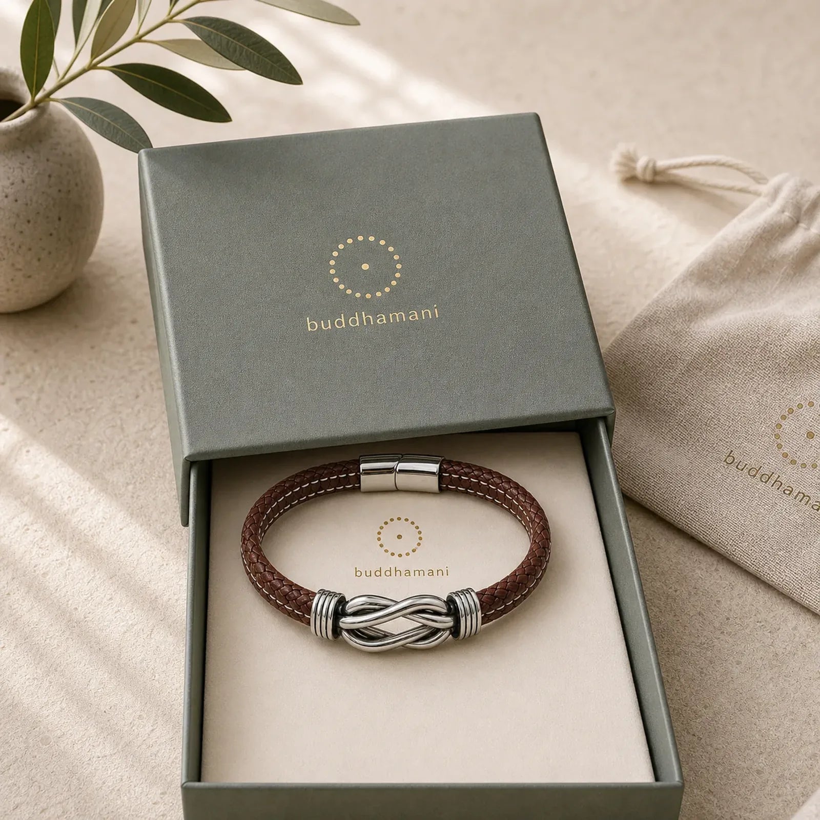 Fashion Titanium Steel Leather Strengthen Bracelet featuring Titanium Steel