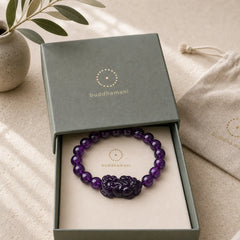 Feng Shui Amethyst Fortune Wealth Bracelet featuring Amethyst, Pixiu