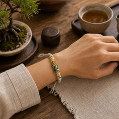 Feng Shui PiXiu Color Change Copper Coin Beads Wealth String Bracelet featuring Pixiu, Copper