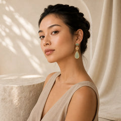 FengShui Jade Double Happiness Fortune Earrings featuring Jade, Double Happiness, Copper