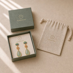 FengShui Jade Double Happiness Fortune Earrings featuring Jade, Double Happiness, Copper