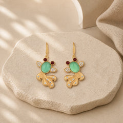 FengShui Jade Koi Fortune Earrings featuring Jade, Chalcedony, Koi Fish