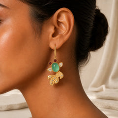 FengShui Jade Koi Fortune Earrings featuring Jade, Chalcedony, Koi Fish