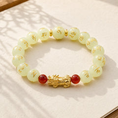 FengShui Lucky Pixiu Glowstone Wealth Bracelet featuring Pixiu, Glowstone, Om