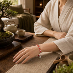 FengShui Lucky Red String Bell Bracelet featuring Red String