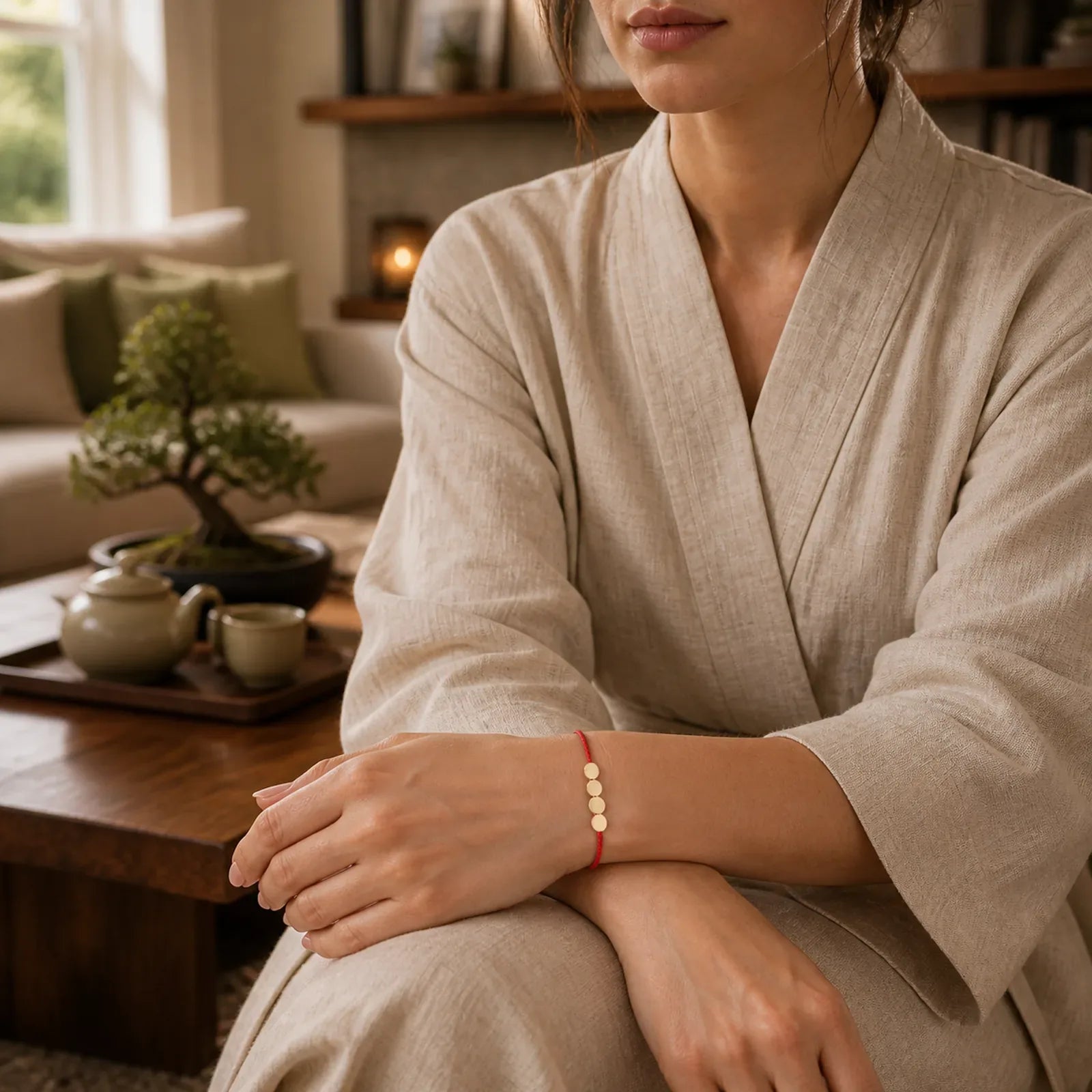 FengShui Lucky Red String Bracelet featuring Red String, Cooper, Copper